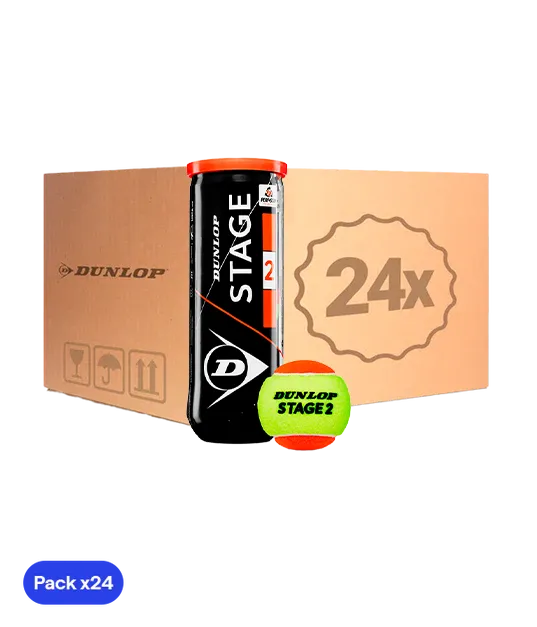 Scatola Palline da padel Dunlop Fase 2 Giallo/Tennis arancione (Pacchetto x24)