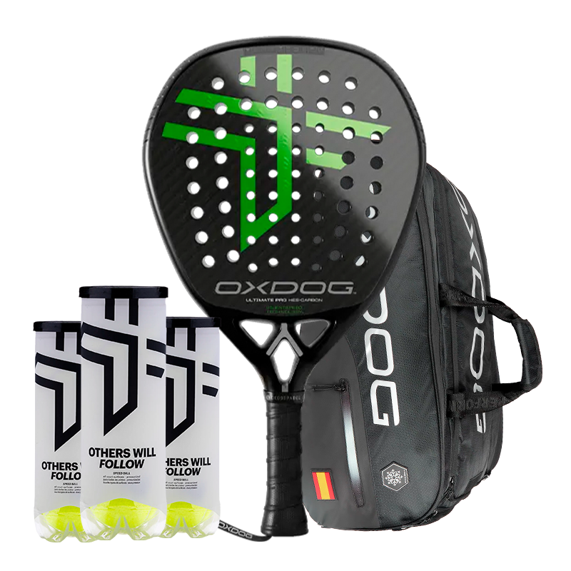 Pack Oxdog Padel Racket Ultimate Pro 2025 + Padel bag Oxdog FEP hyper pro thermo + 3 ball tubes Oxdog BOOST